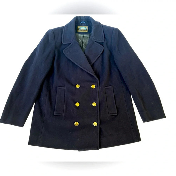 Mackintosh 100% Pure Wool Navy Authentic Peacoat Coat Women’s Sz M/L Sailor READ - Picture 1 of 14